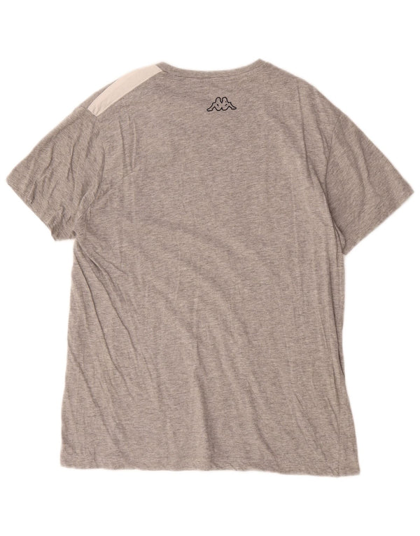 Kappa Homme Graphic T-Shirt Top XL Gris Colorblock Coton