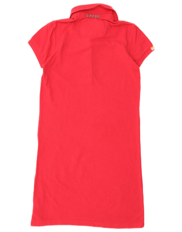 Superdry Robe Polo Femme UK 8 Petit Coton Rose