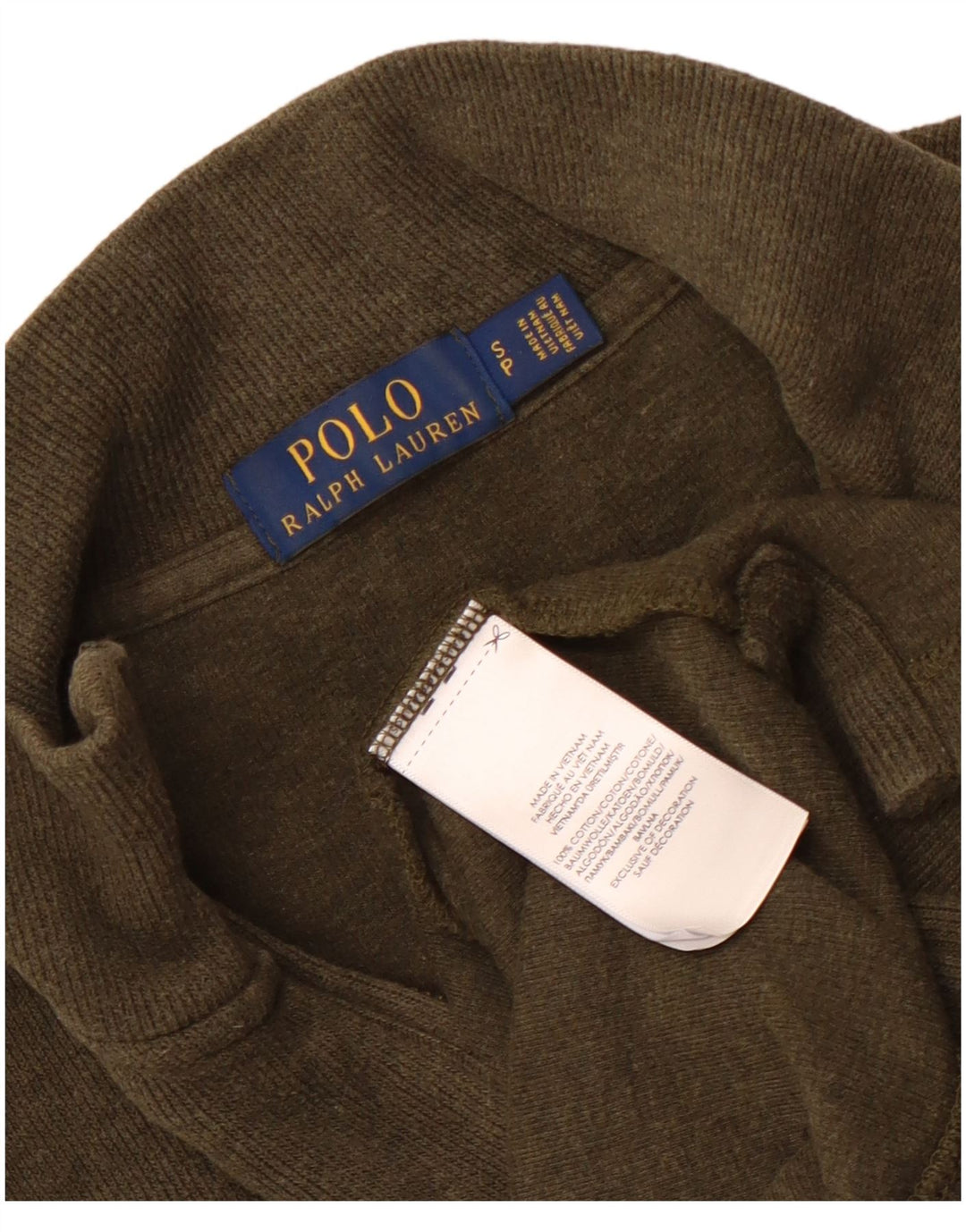 Polo Ralph Lauren Sweat-shirt à col zippé pour homme Petit coton kaki