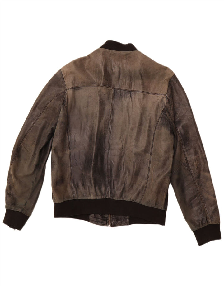 VINTAGE Veste en cuir homme UK 38 Moyen Noir