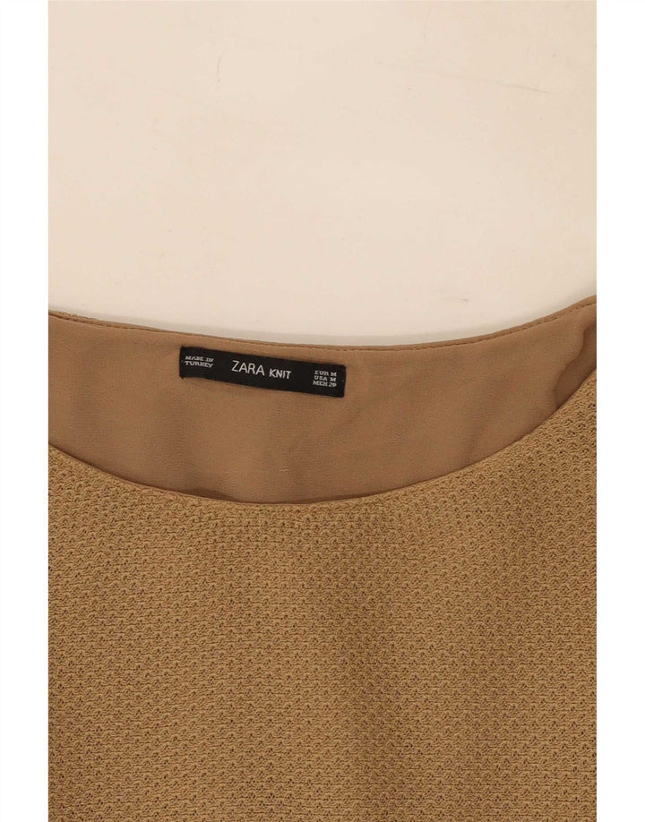 Zara Chemisier à manches longues pour femme UK 12 Beige moyen