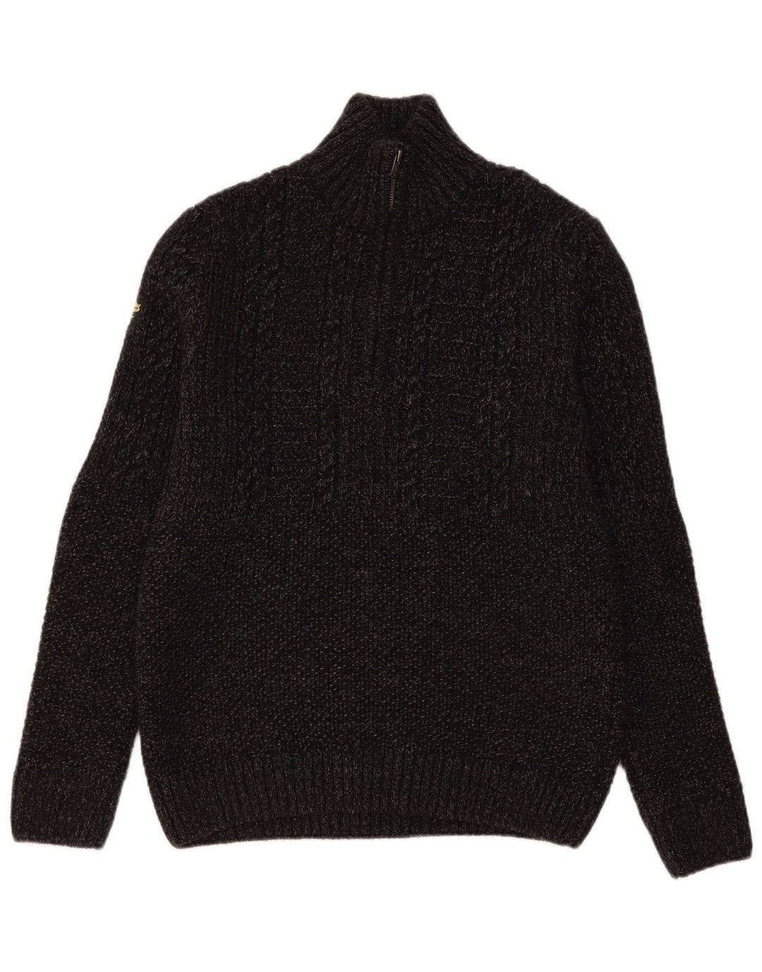 Superdry Pull Col Zippé Homme Gris Moyen Acrylique Moucheté
