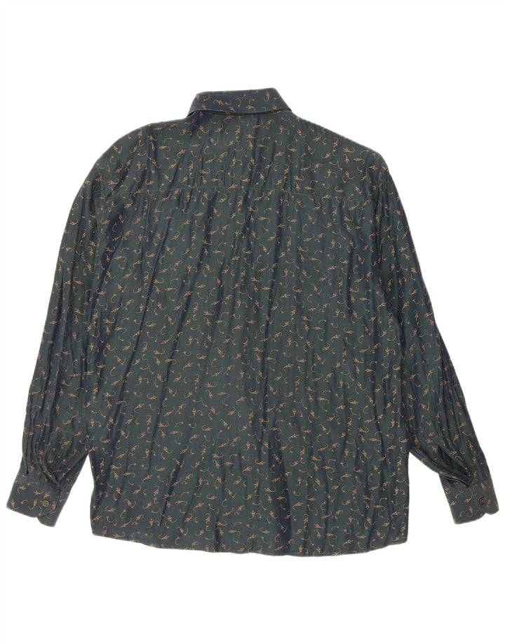 YASHI YAMAMURI Mens Shirt Medium Green Floral Acetate