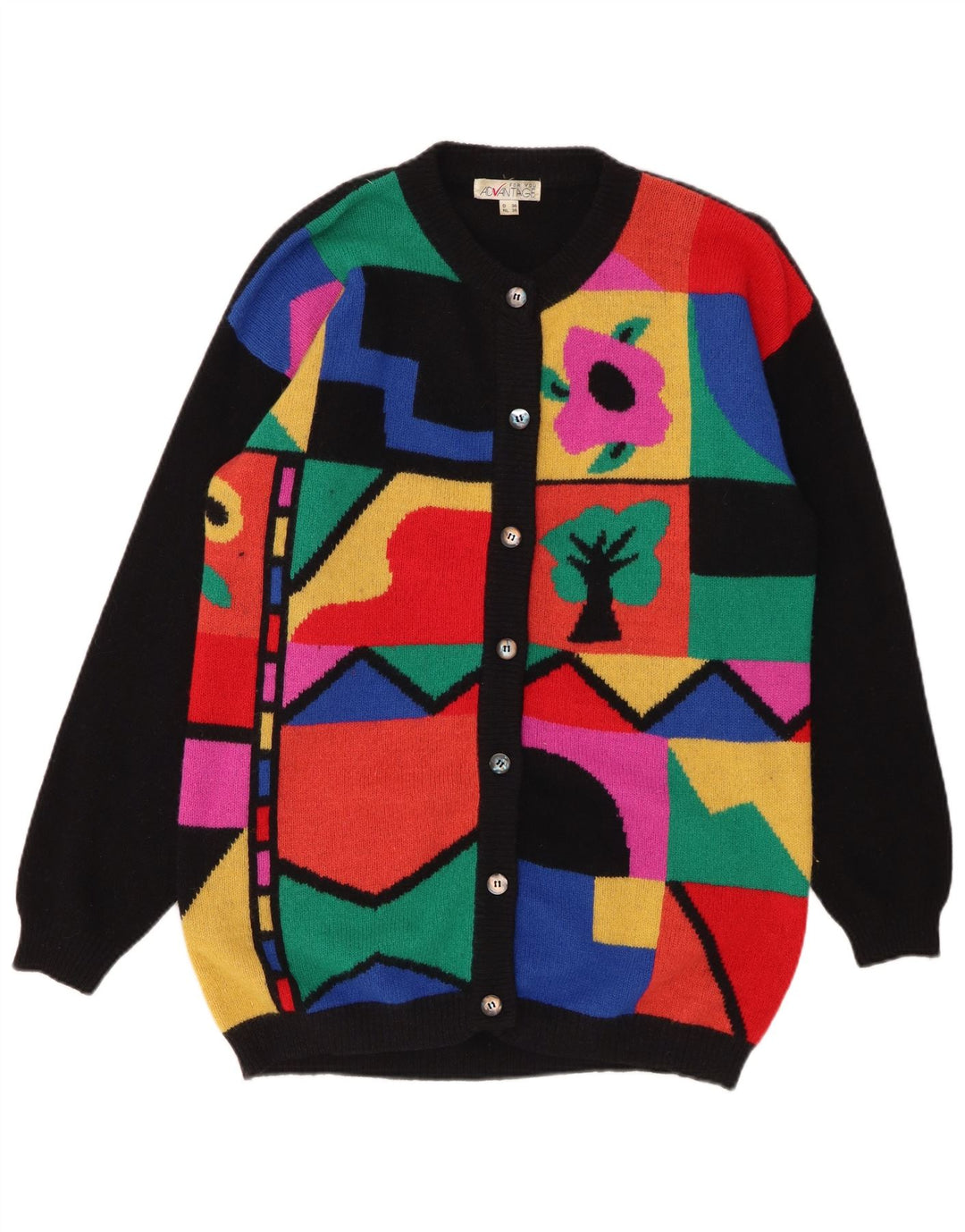 ADVANTAGE Pull Cardigan Oversize Femme EU 36 Petit Multicolore