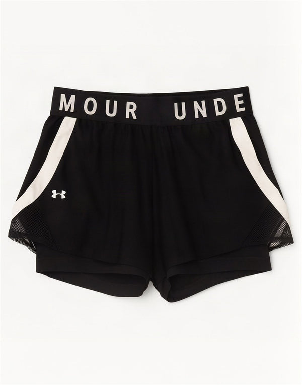 Under Armour Short de sport Heat Gear pour femme UK 10 Small Noir Colourblock