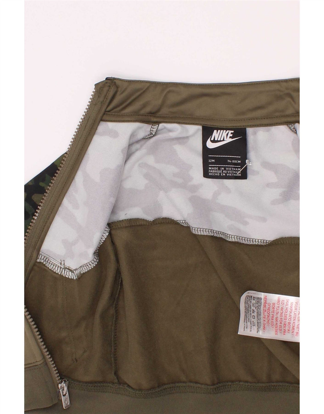 Nike Veste de survêtement pour bébé garçon 9-12 mois Kaki Camouflage Polyester