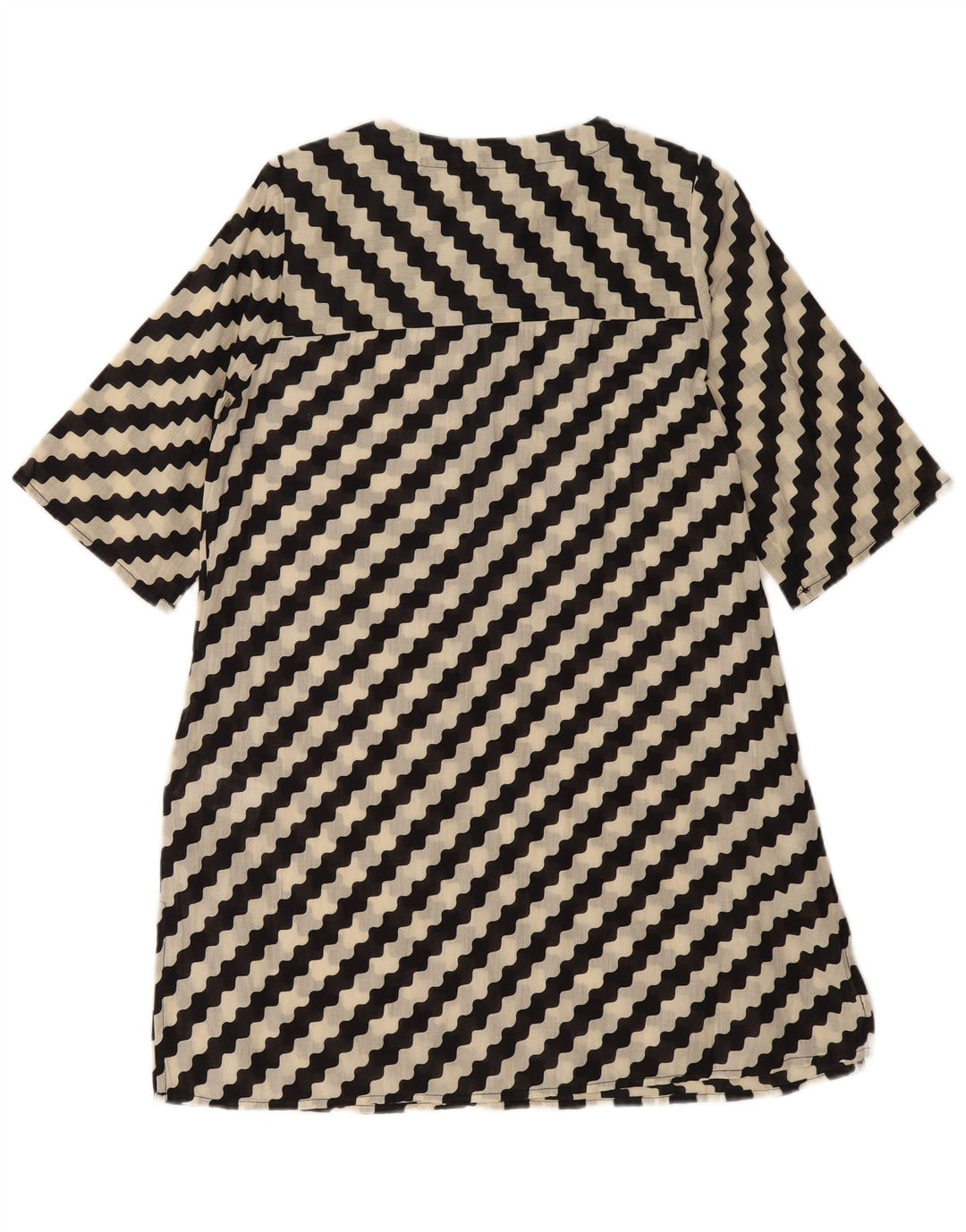 COMPANIA FANTASTICA Robe trapèze pour femme UK 44 en coton rayé noir moyen