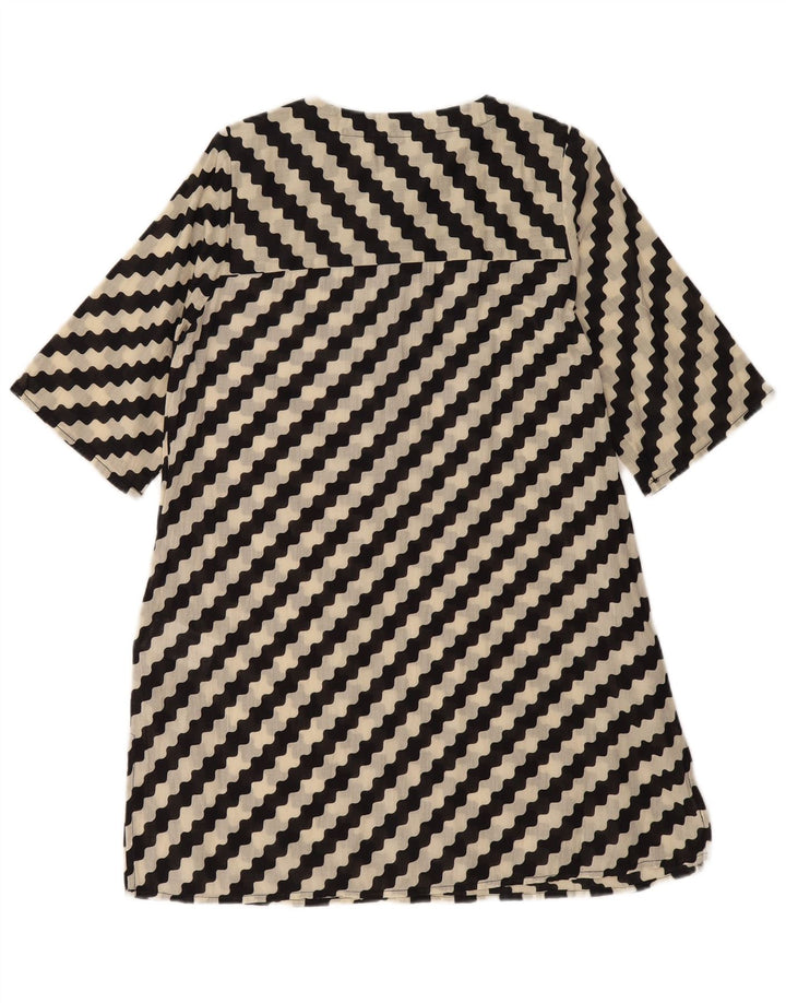 COMPANIA FANTASTICA Robe trapèze pour femme UK 44 en coton rayé noir moyen