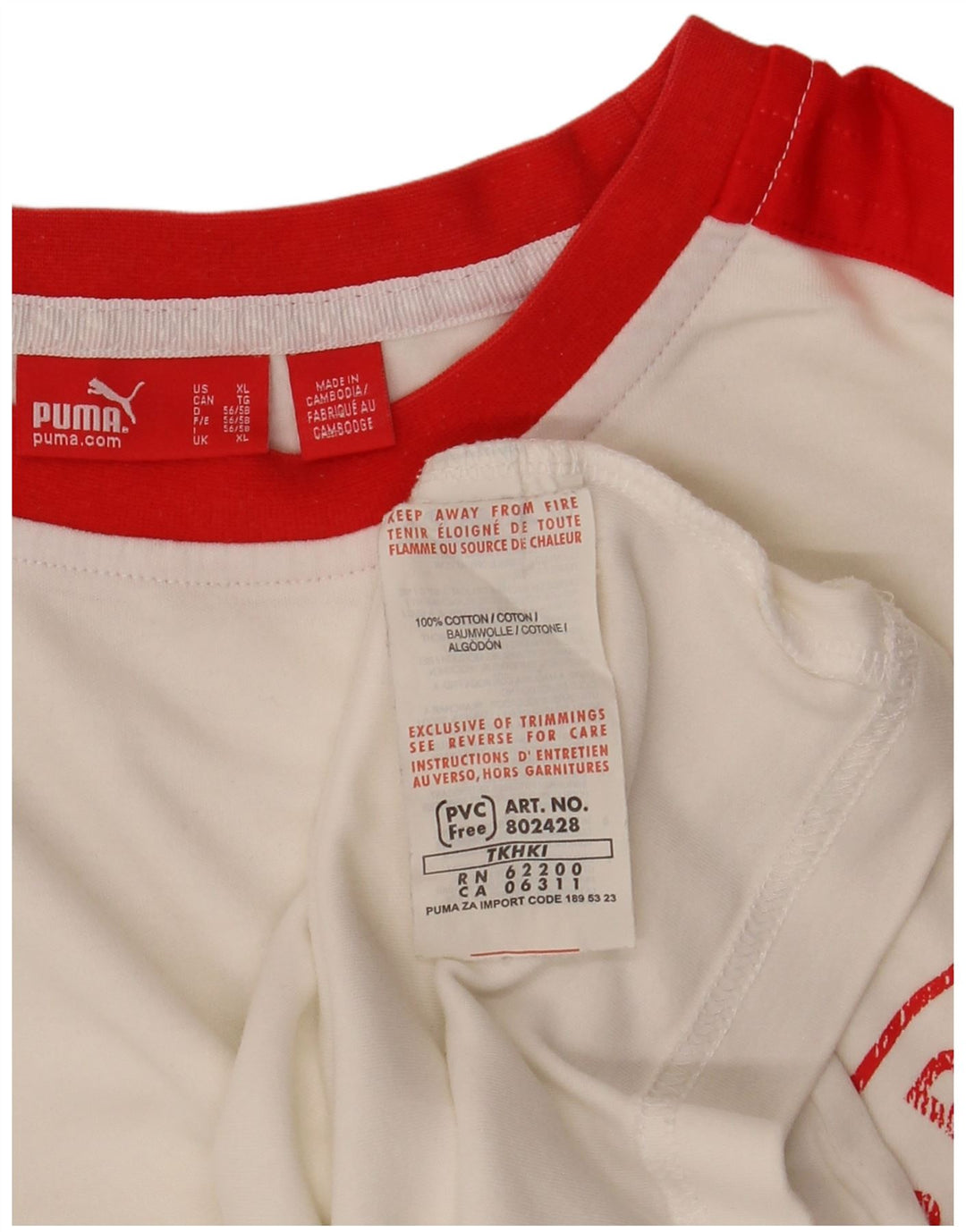 PUMA T-shirt graphique pour homme XL Blanc Colorblock Coton