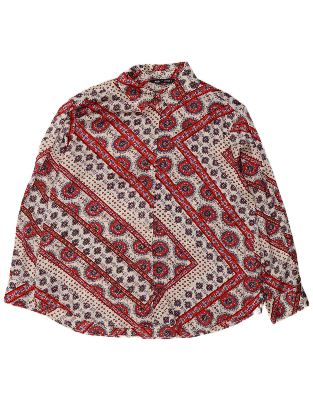 Zara Femme Chemisier UK 16 Grand Polyester Floral Multicolore