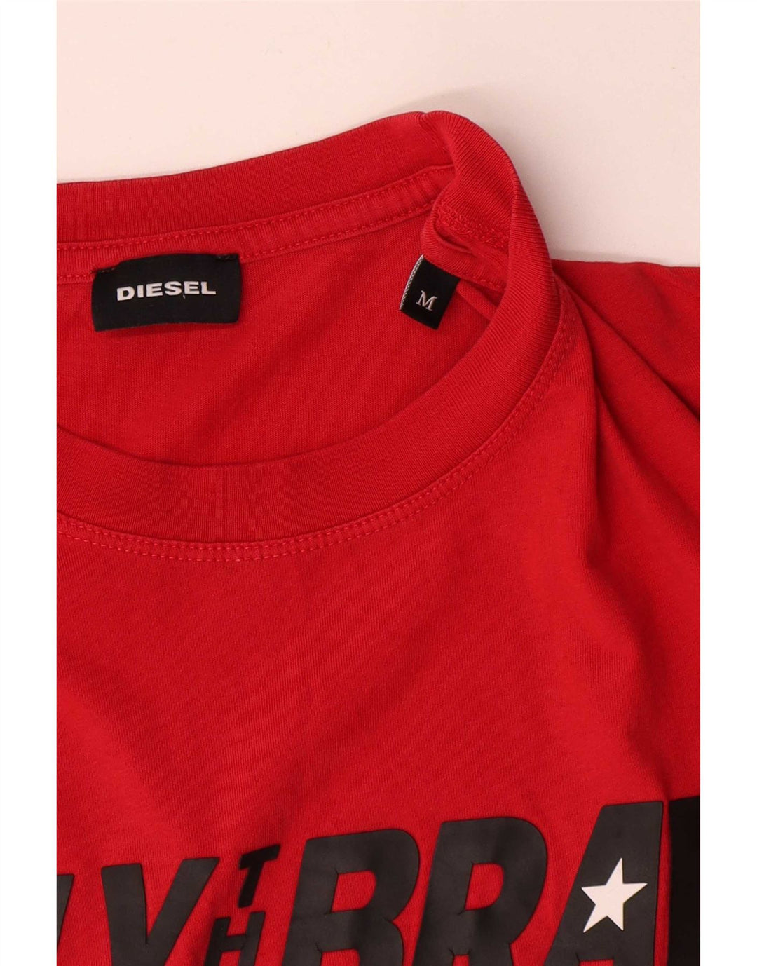 Diesel T-Shirt Graphique Homme Rouge Moyen Coton