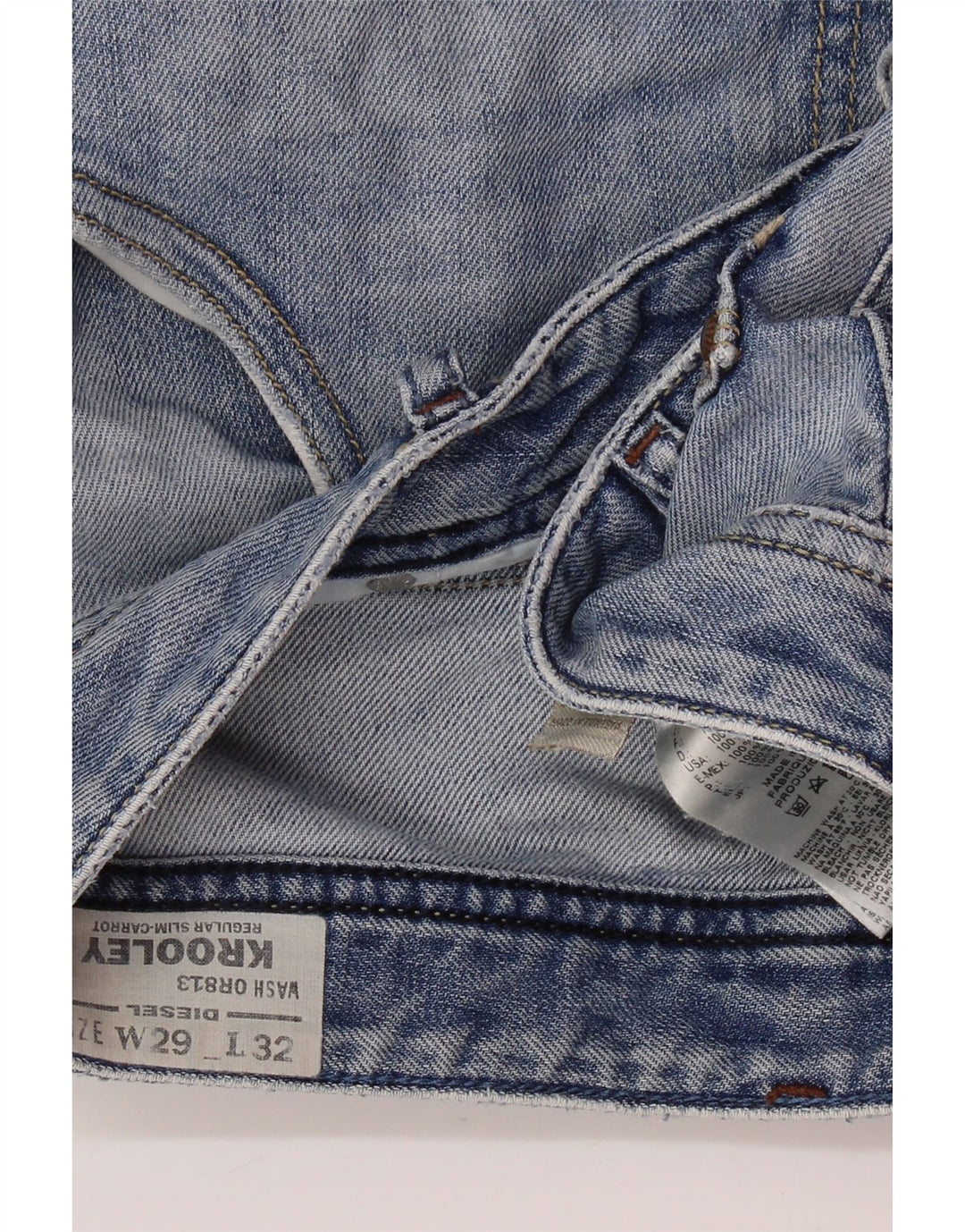 DIESEL Homme Krooley Regular Carrot Slim Jean W29 L32 Bleu Coton