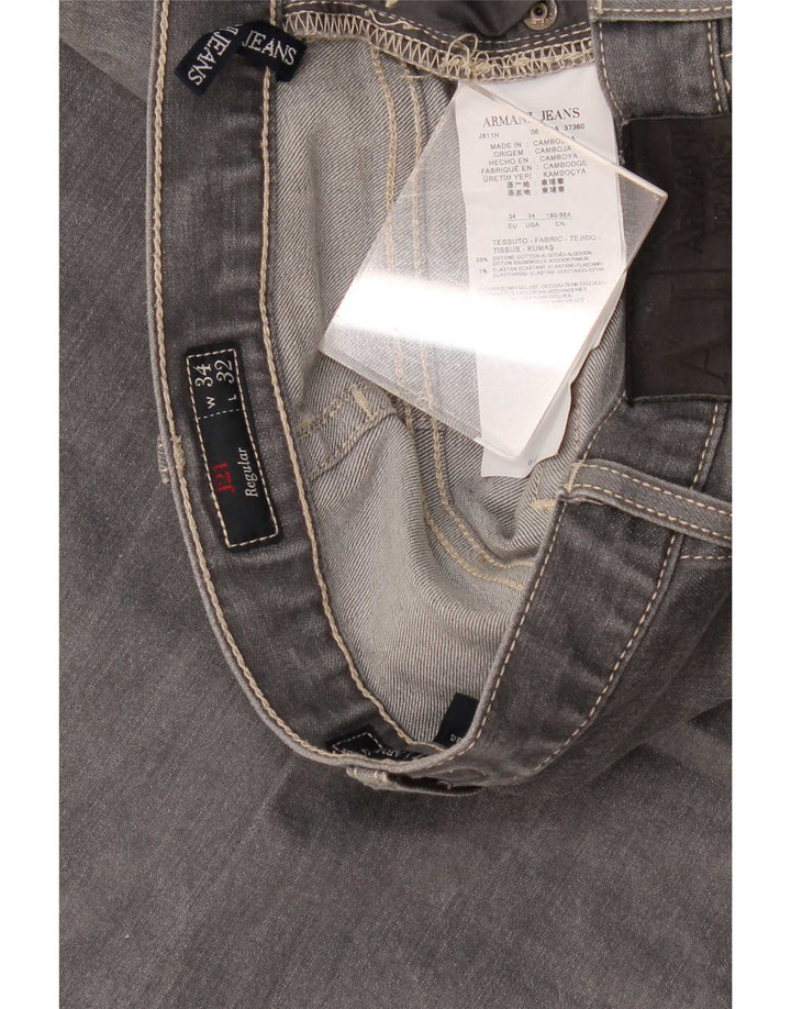 Armani Femme Jean Droit Regular W34 L32 Gris Coton