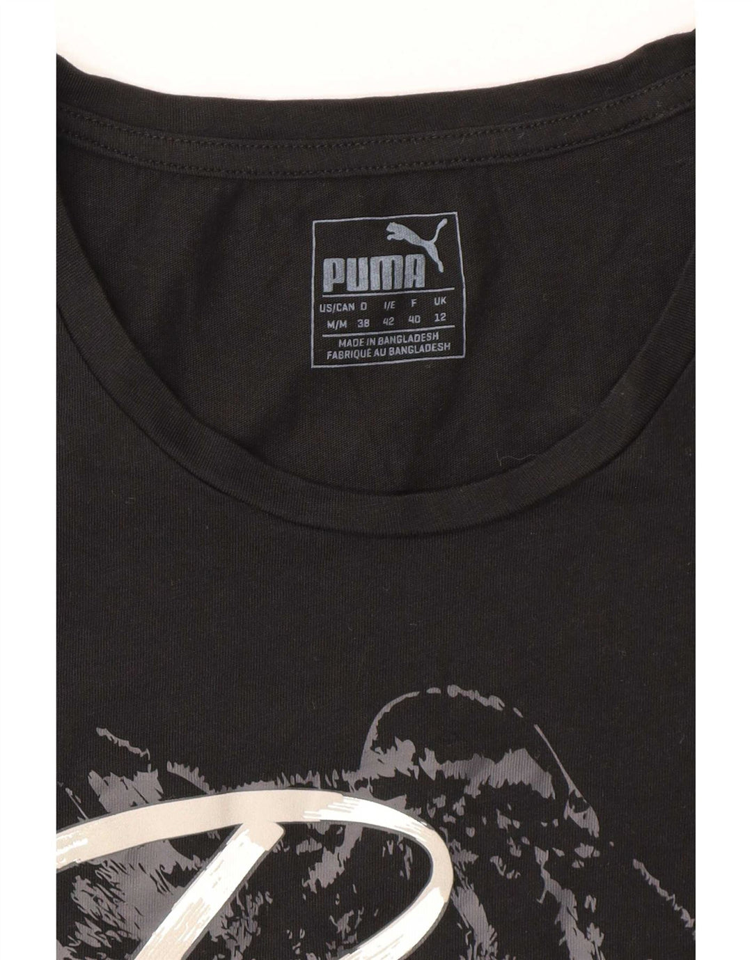 Puma T-shirt graphique pour femme UK 12 Noir moyen