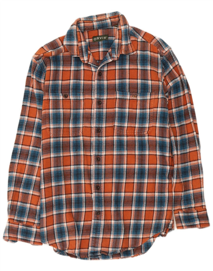Orvis Chemise en flanelle pour homme en coton à petits carreaux orange