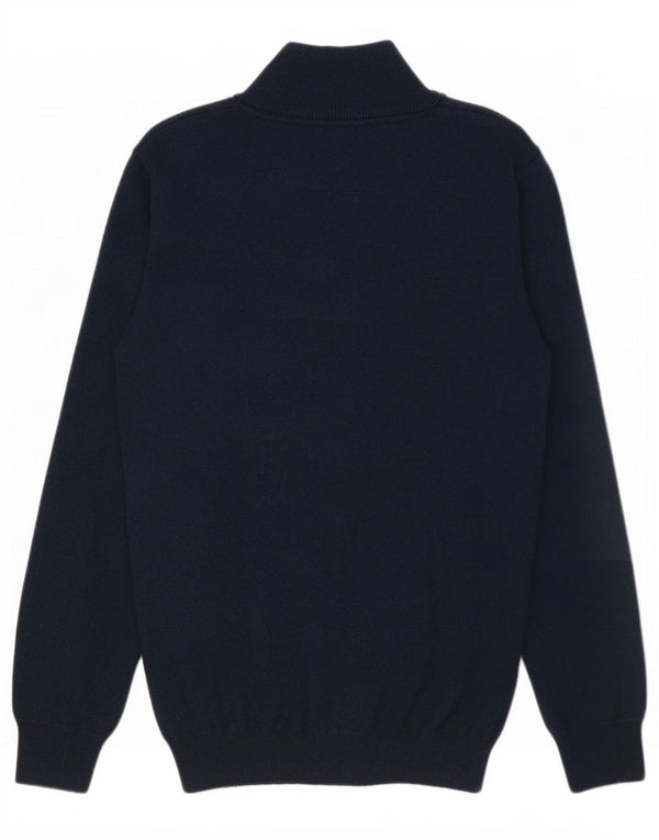 Superdry Mens Zip Neck Jumper Sweater Small Navy Blue Cotton