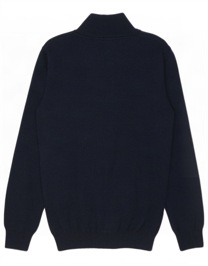 Superdry Homme Pull Col Zippé Petit Bleu Marine Coton