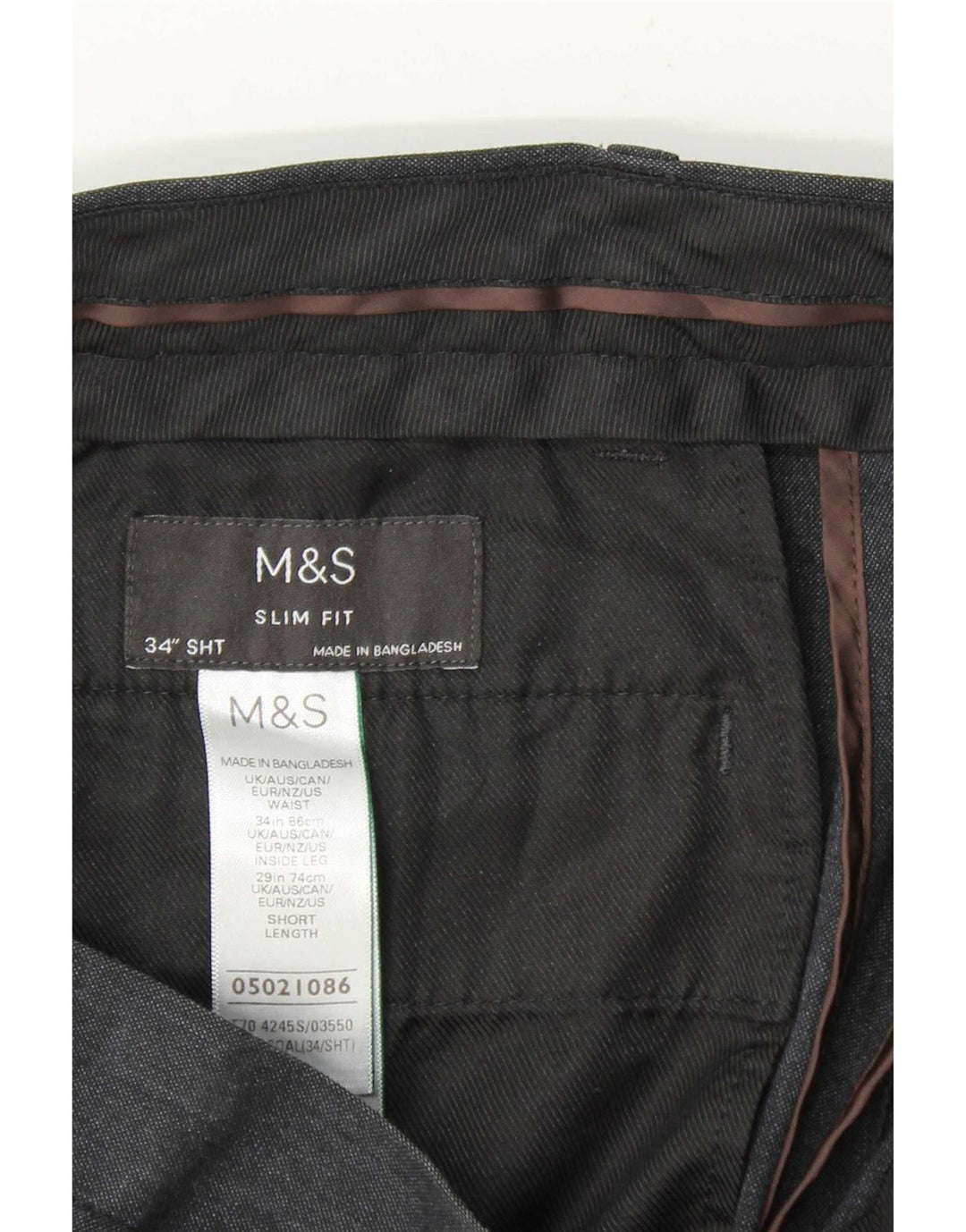 Marks & Spencer Pantalon Chino Slim Fit Homme W34 L29 Bleu Marine Polyester