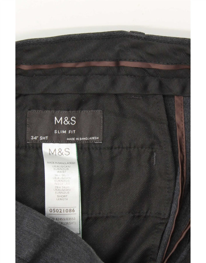 Marks & Spencer Pantalon Chino Slim Fit Homme W34 L29 Bleu Marine Polyester