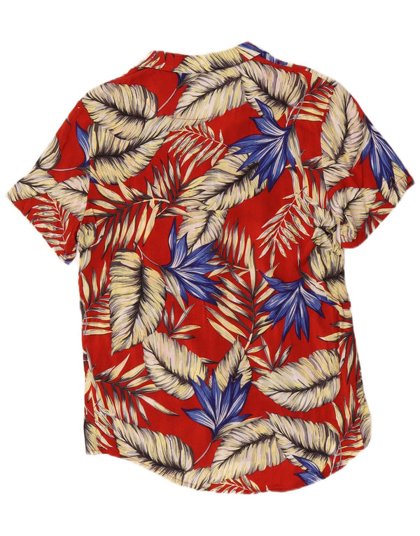 vintage Mens Hawaiian Short Sleeve Shirt Grande Rayonne Florale Rouge