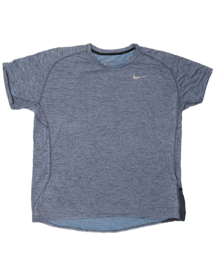 NIKE Homme Dri Fit T-Shirt Top XL Bleu Moucheté Polyester