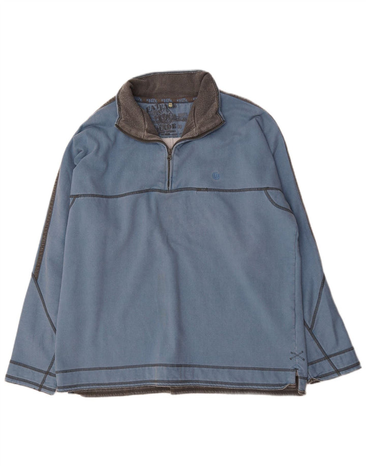 Fat Face Sweat-shirt col zippé pour homme XL en coton bleu