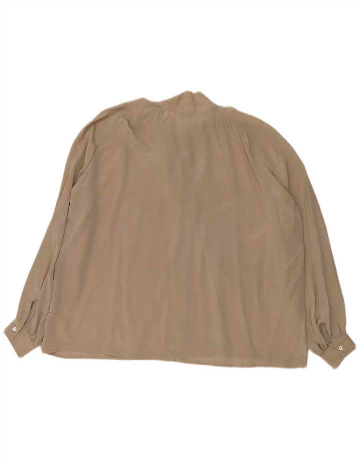 Padovanelle Chemisier surdimensionné à nouer sur le devant pour femme IT 50 XL en soie beige