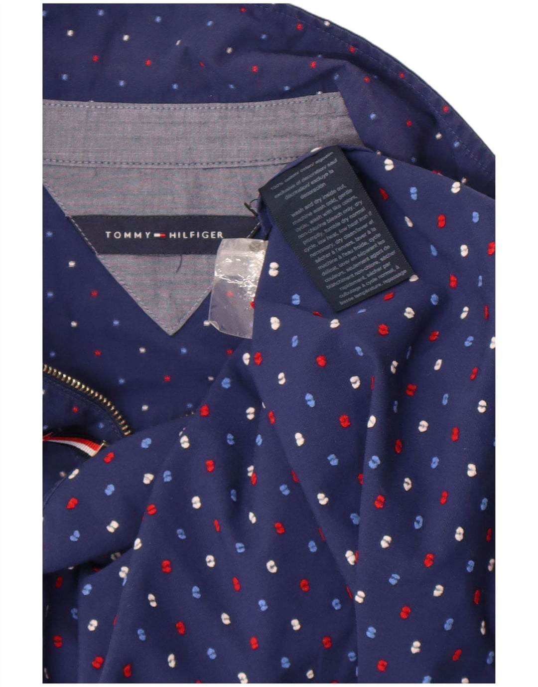 Tommy Hilfiger Chemise pull pour femme UK 14 Coton à pois bleu marine moyen