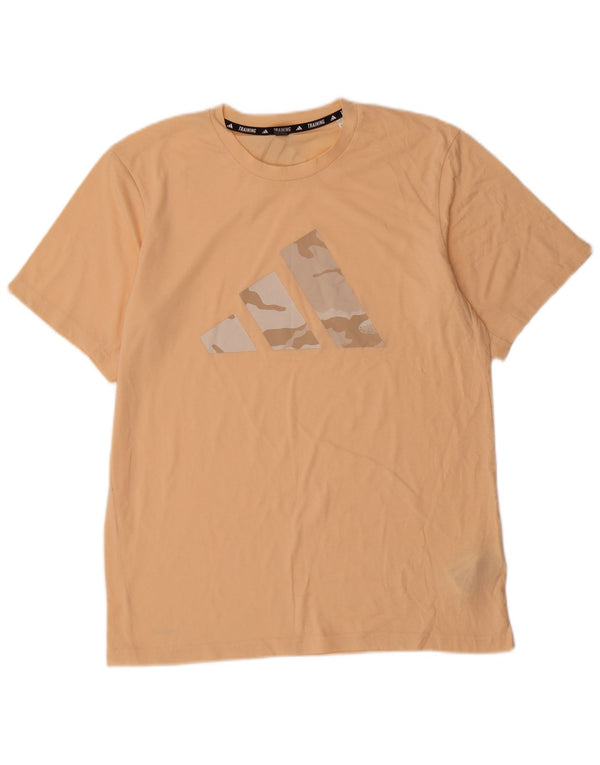 Adidas T-shirt d'entraînement graphique pour homme en coton beige moyen