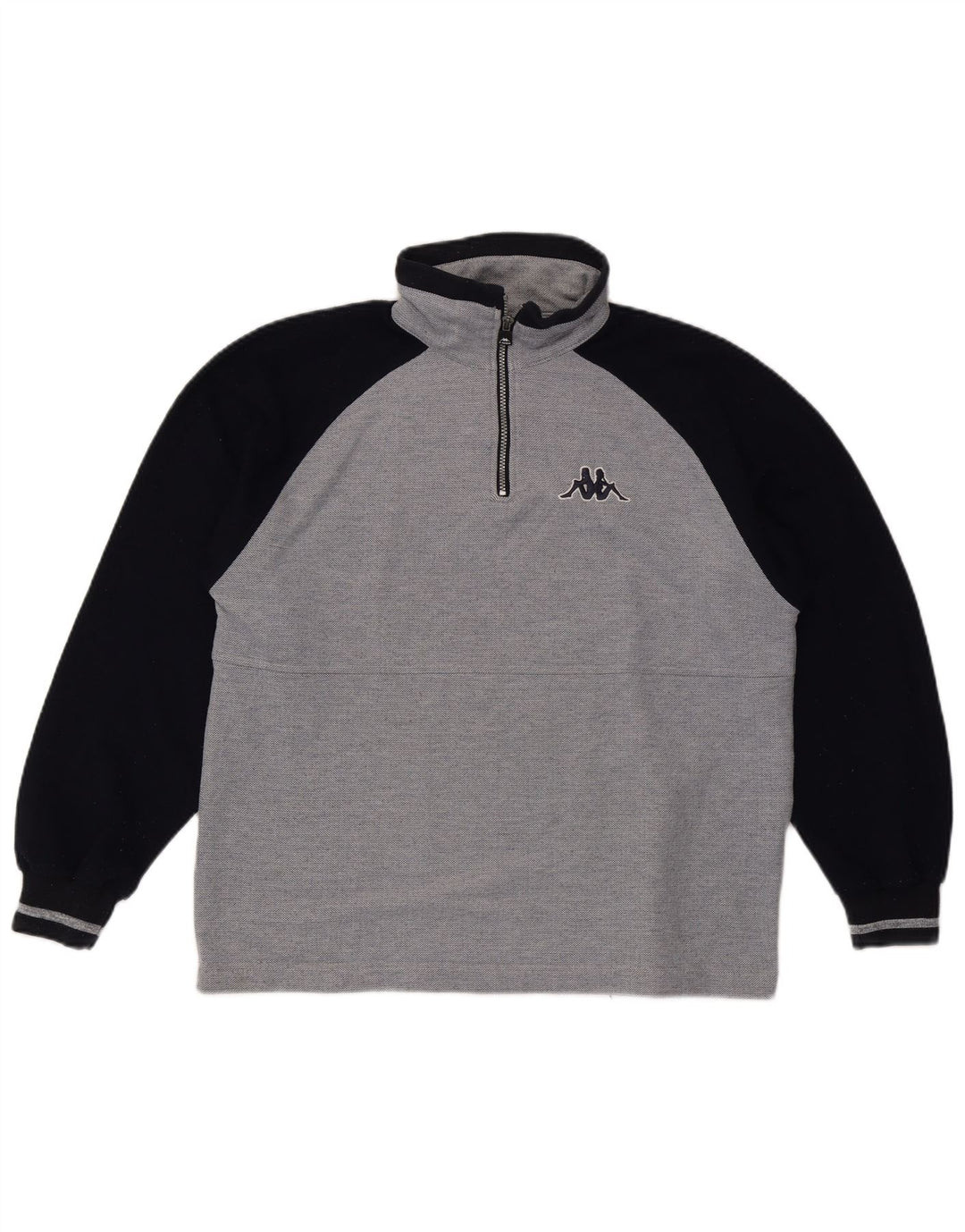 Kappa Sweat-Shirt Graphique à Col Zippé Homme Gris Moyen Colorblock