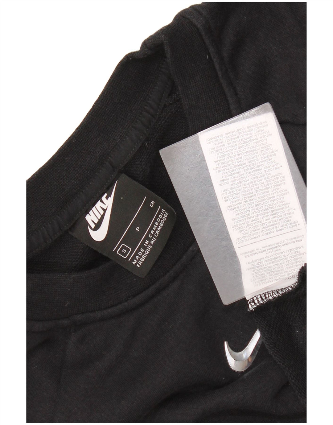 Nike Femme Swoosh Crop Sweat-shirt surdimensionné UK 10 Petit Noir