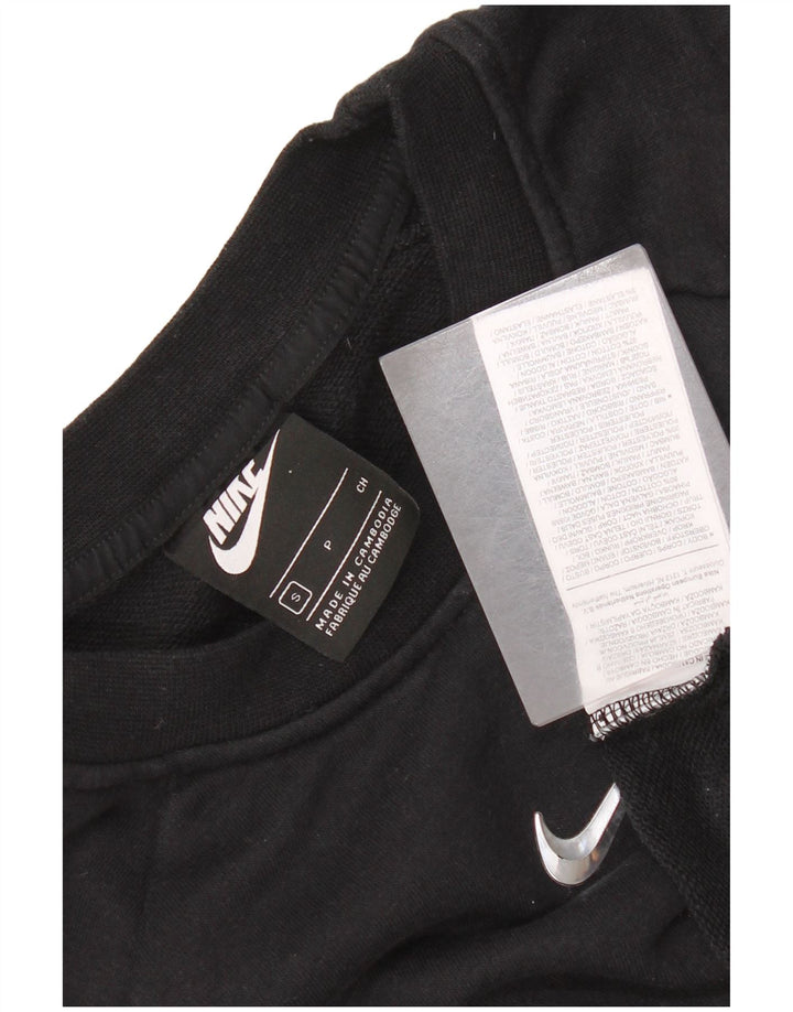 Nike Femme Swoosh Crop Sweat-shirt surdimensionné UK 10 Petit Noir