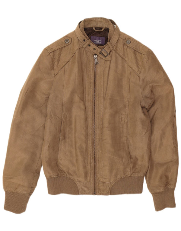 Zara Veste Bomber Militaire Homme UK 36 Petit Marron