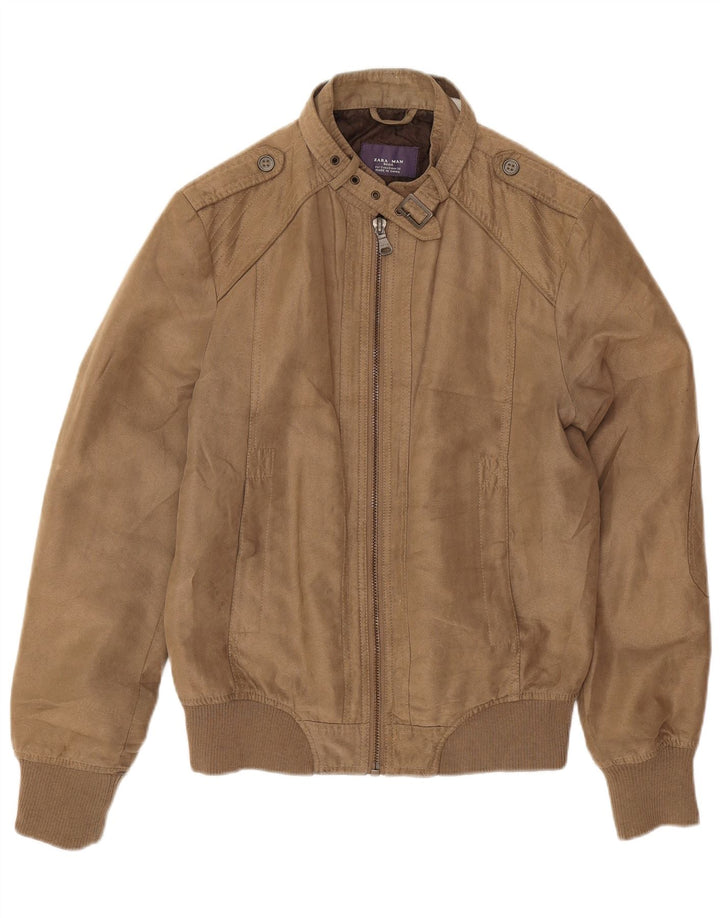 Zara Veste Bomber Militaire Homme UK 36 Petit Marron