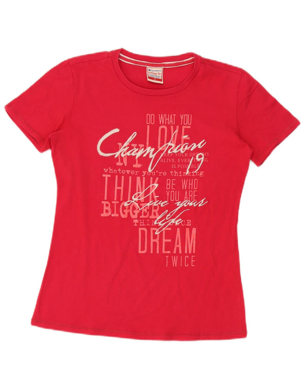 Champion T-shirt graphique Heritage Fit pour femme UK 12 Rouge moyen