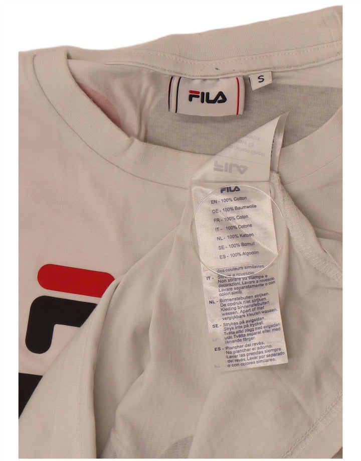 Fila T-Shirt Graphique Homme Petit Blanc Rayé Coton