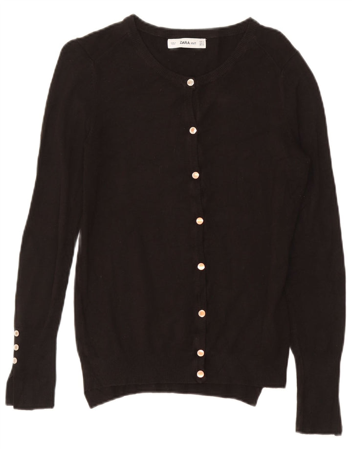 Zara Cardigan Femme Pull UK 10 Petit Viscose Noir