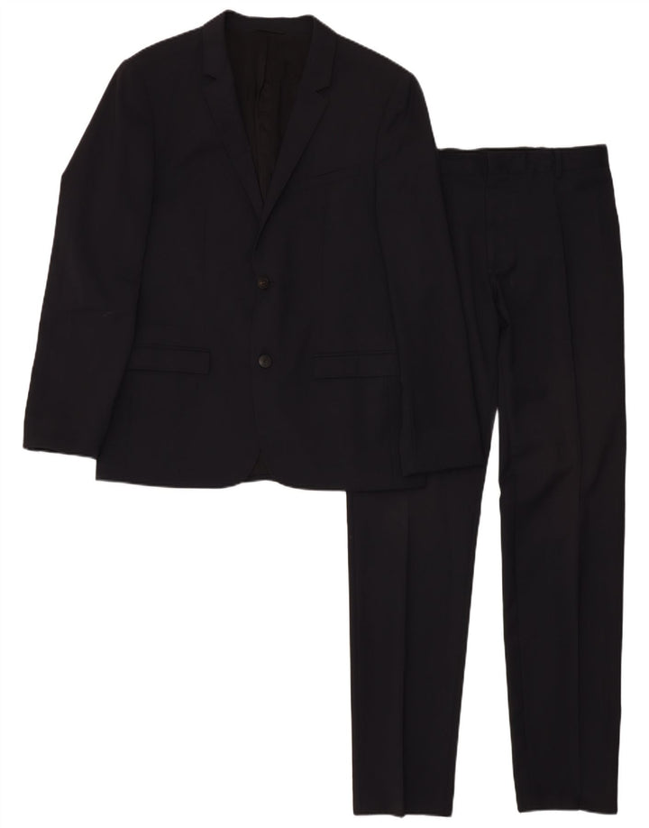 Calvin Klein Costume 2 pièces pour homme à 2 boutons IT 50 Large W34 L33 Laine noire