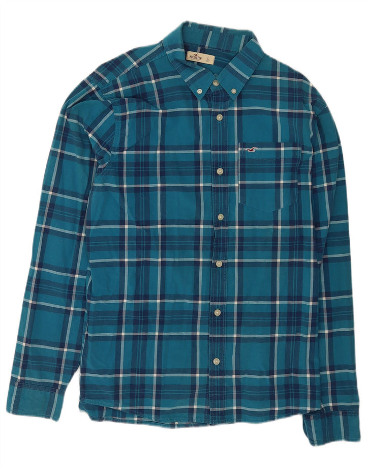 Hollister Chemise Homme Large Bleu Plaid Coton