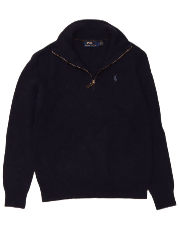 Polo Ralph Lauren Pull à col zippé pour femme UK 10 Petite laine bleu marine