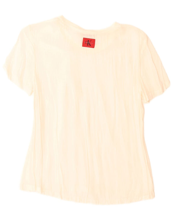Calvin Klein Jeans Chemisier pour femme UK 10 Small Blanc cassé