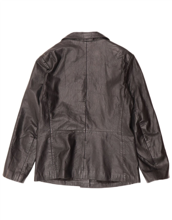 Veste en cuir femme vintage UK 12 Cuir noir moyen