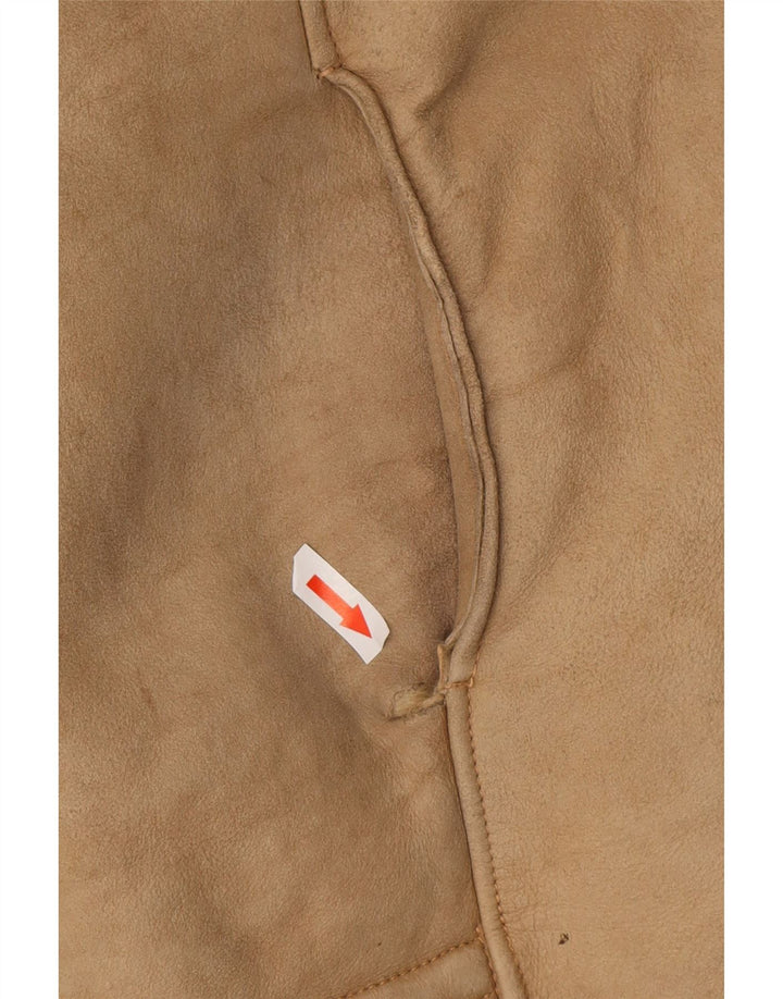 veste en peau de mouton vintage pour hommes UK 38 Brun moyen