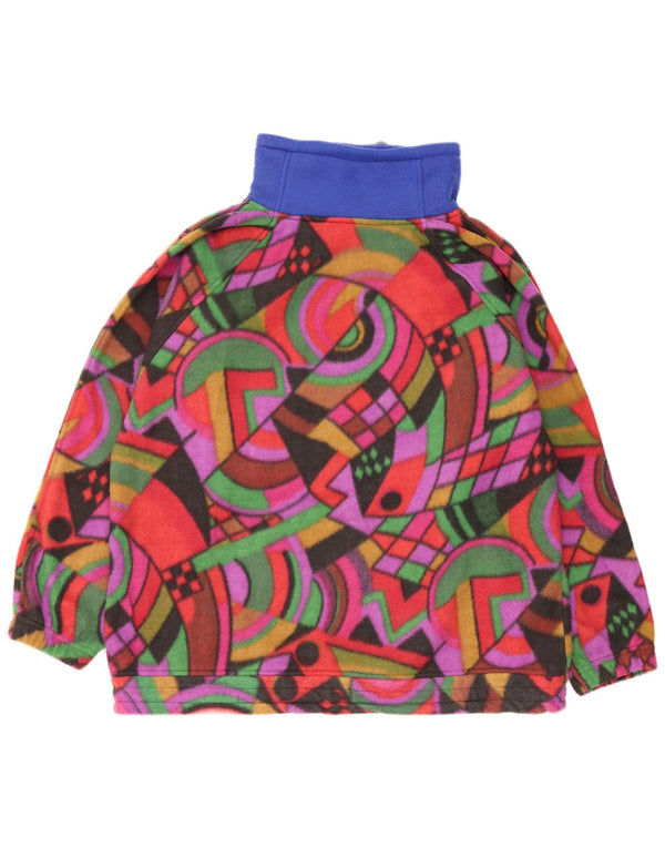 vintage Mens Loose Fit Fleece Jumper Petit Multicolore Géométrique