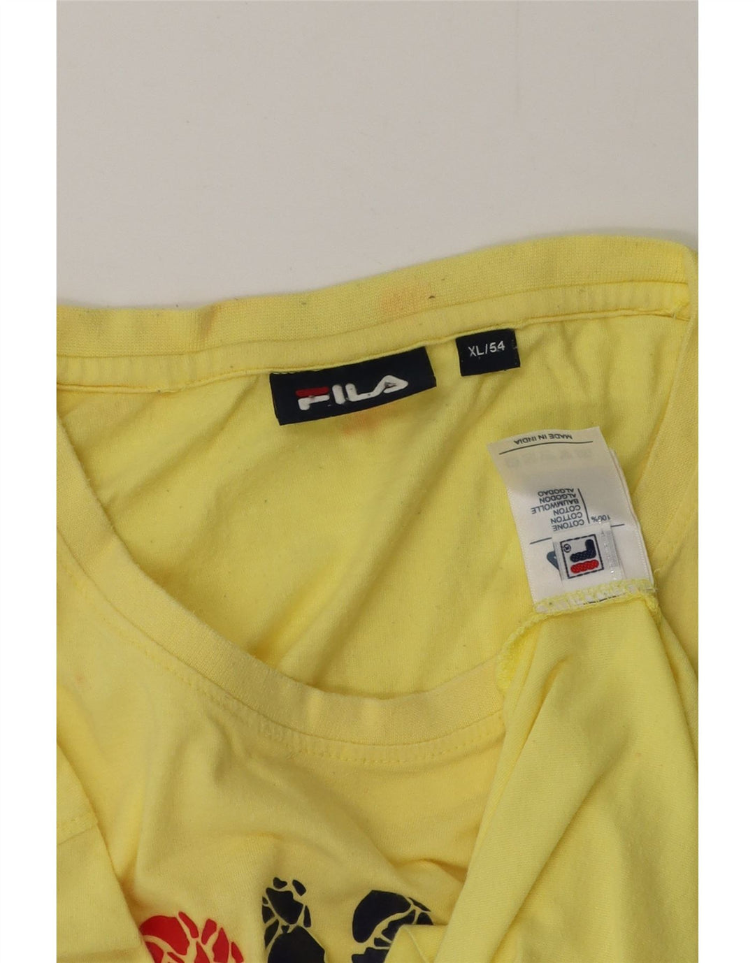 FILA T-Shirt Graphique Homme XL Jaune Coton