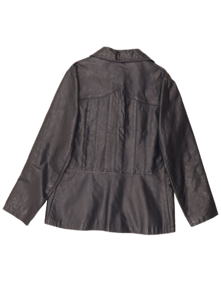veste en cuir femme vintage IT 46 Grand cuir noir