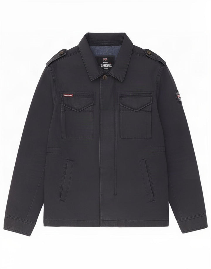 Superdry Veste militaire pour homme UK 38 Coton noir moyen