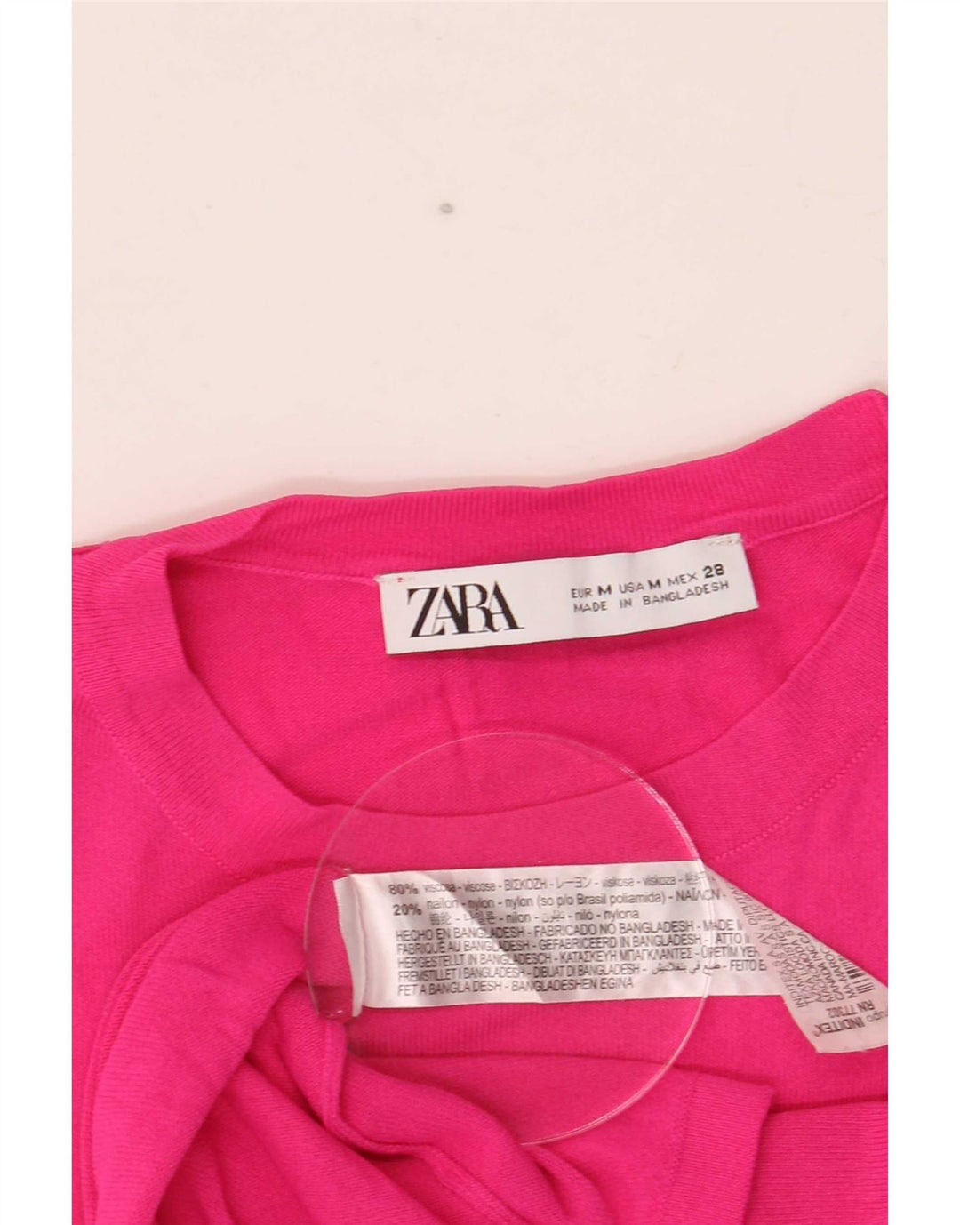 Zara T-Shirt Femme Top UK 12 Viscose Rose Moyen
