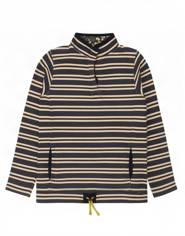 Weird Fish Sweat-shirt à col zippé pour femme UK 10 Petit bleu marine rayé