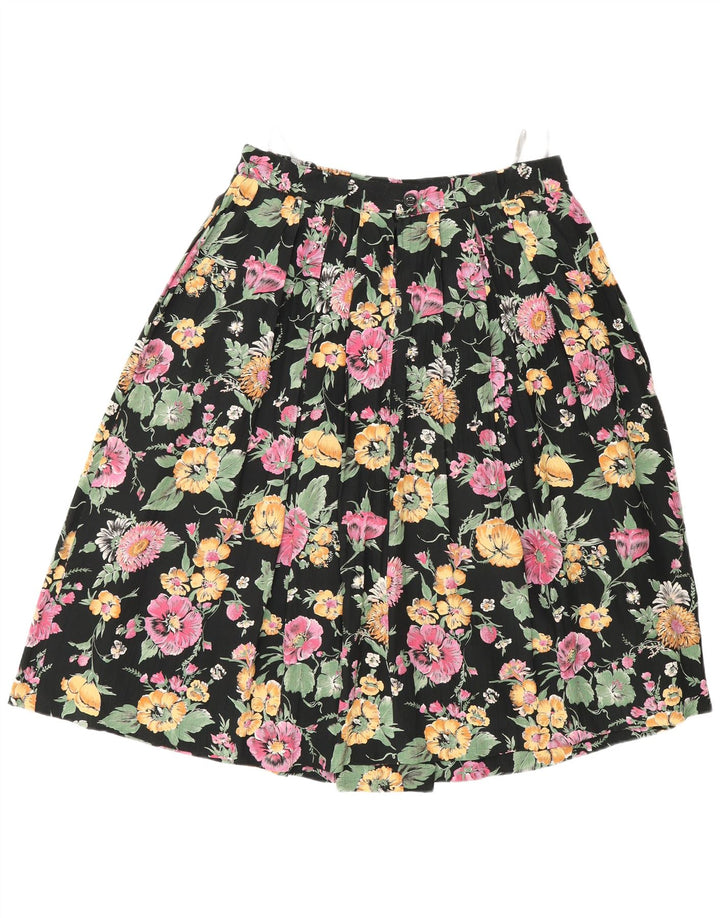 C&A Femme Jupe Plissée W30 Viscose Florale Noir Moyen